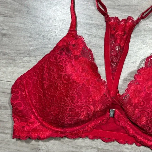 ADORE ME Red Lace Front Closure Underwire Racerback Bra 36C - Picture 2 of 11